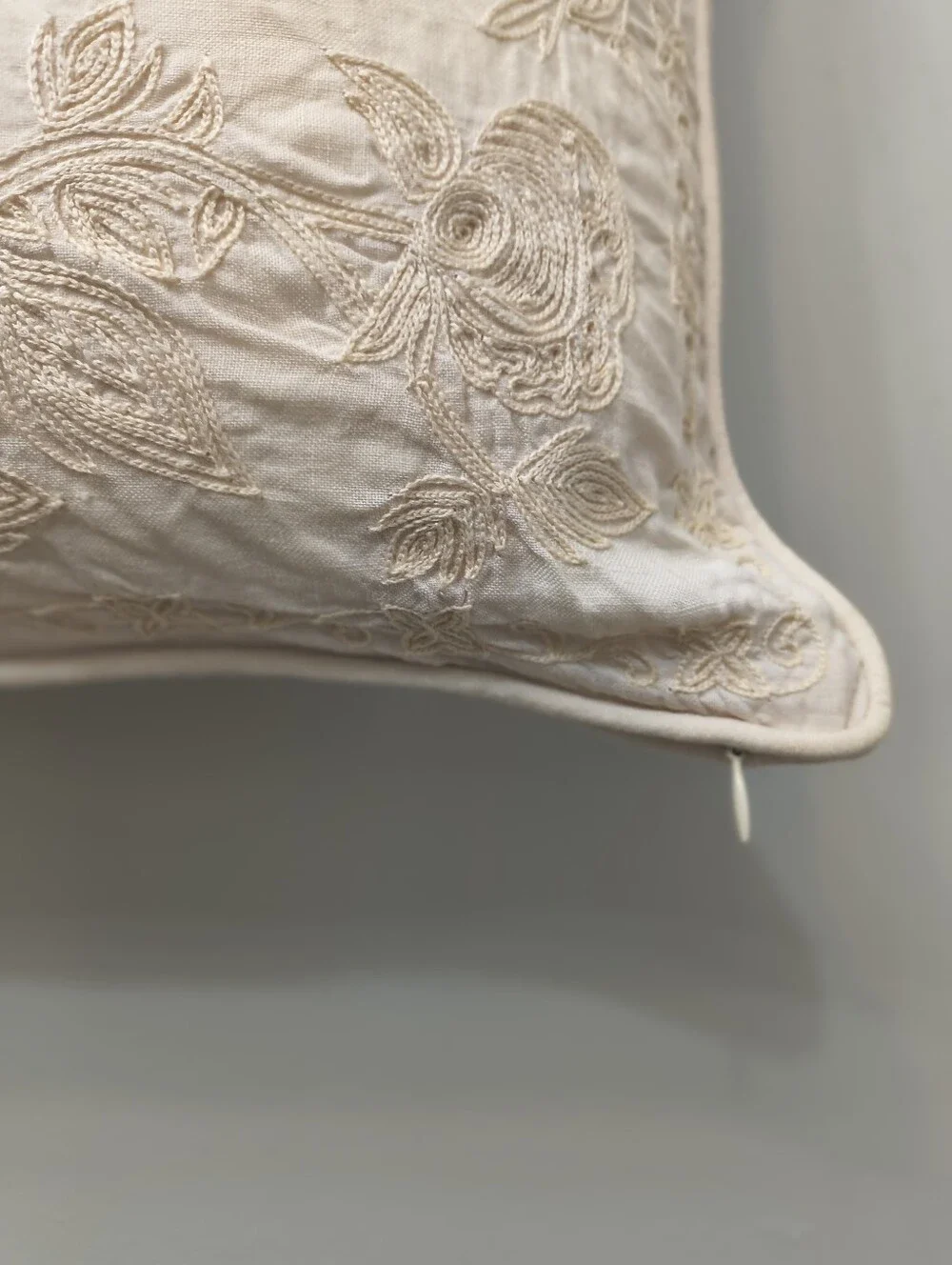 Lauren Ralph Lauren Tan Cream Dorset Embroidery Chain Stitch Pillows Covers